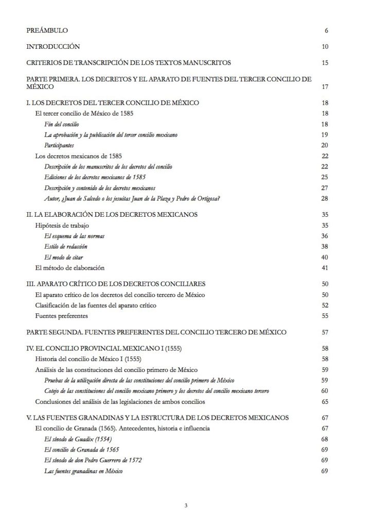 Estudio del aparato de fuentes del Concilio Tercero Provincial Mexicano